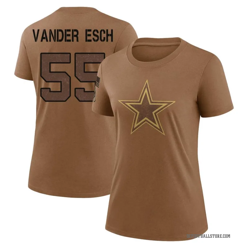 Leighton Vander Esch Women's Brown Dallas Cowboys 2023 Salute To Service Performance T-Shirt