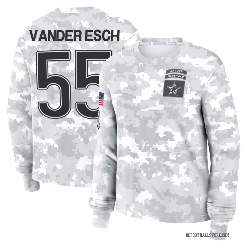 Leighton Vander Esch Women's Camo Dallas Cowboys Arctic 2024 Salute to Service Long Sleeve T-Shirt