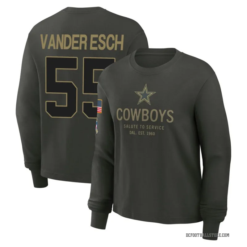 Leighton Vander Esch Women's Green Dallas Cowboys Dark/ 2025 Salute to Service Sideline Long Sleeve T-Shirt