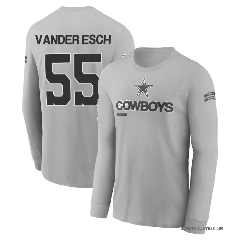 Leighton Vander Esch Youth Gray Dallas Cowboys 2024 Salute to Service Long Sleeve T-Shirt