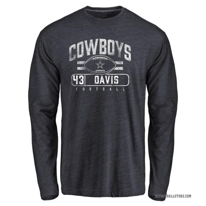 Malik Davis Men's Navy Dallas Cowboys Flanker Long Sleeve T-Shirt -