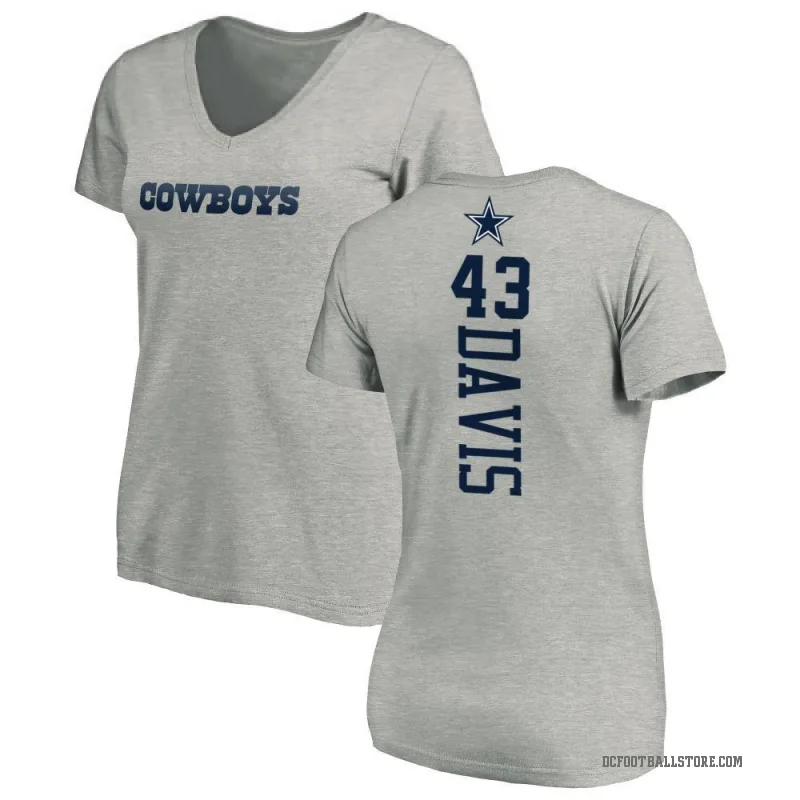 Malik Davis Women's Ash Dallas Cowboys Backer Slim Fit T-Shirt -