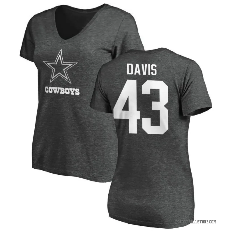 Malik Davis Women's Ash Dallas Cowboys One Color T-Shirt -