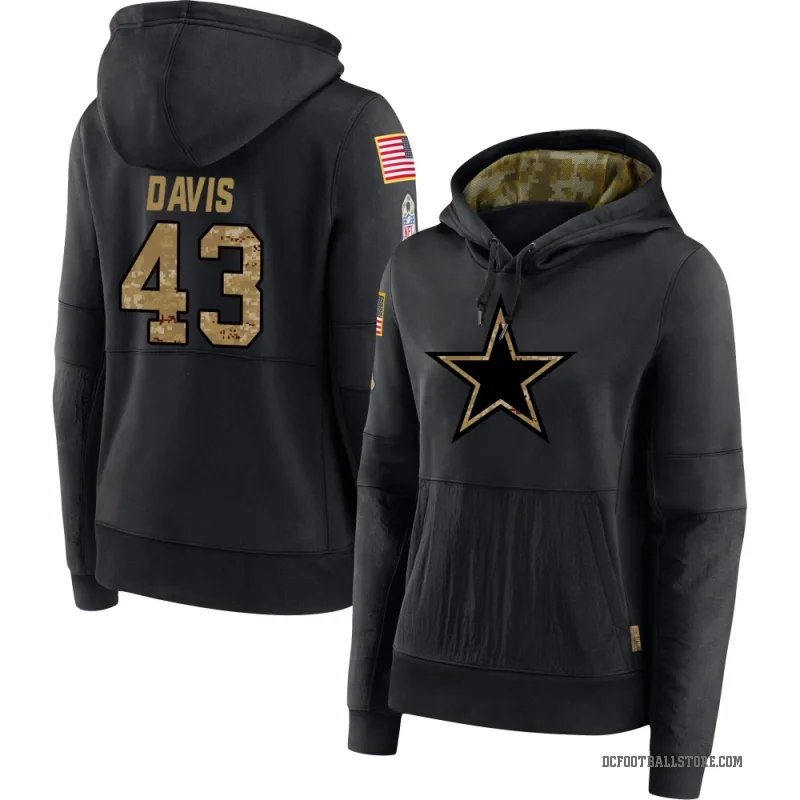 Malik Davis Women's Black Dallas Cowboys 2020 Salute to Service Sideline Performance Pullover Hoodie