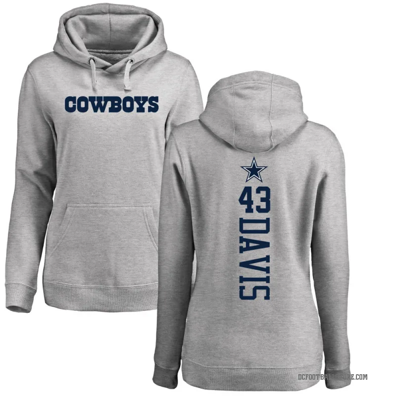 Malik Davis Women's Dallas Cowboys Pro Line by Branded Ash Backer Pullover Hoodie