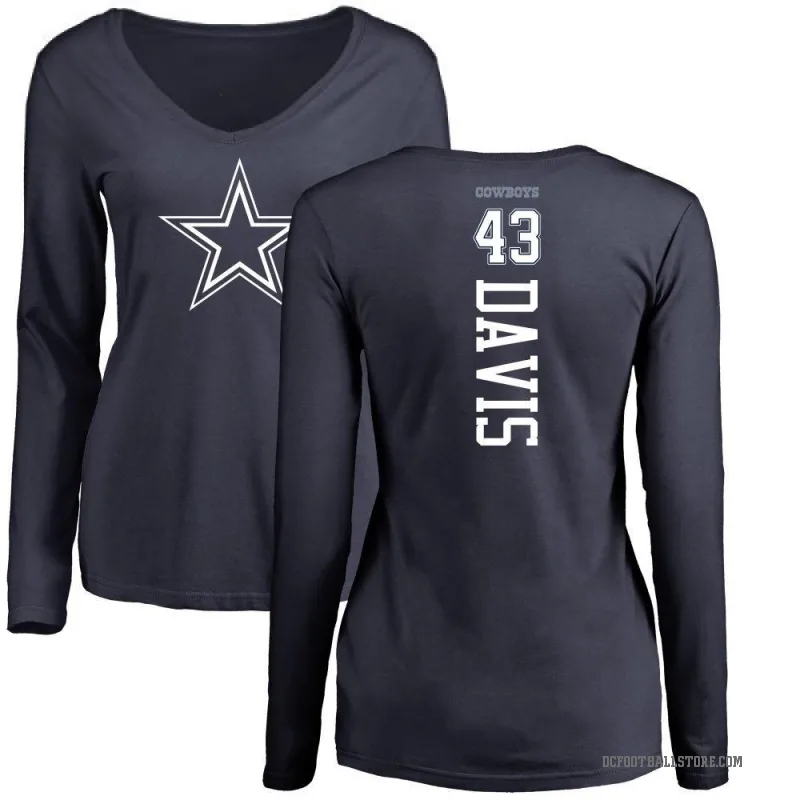Malik Davis Women's Navy Dallas Cowboys Backer Long Sleeve T-Shirt -