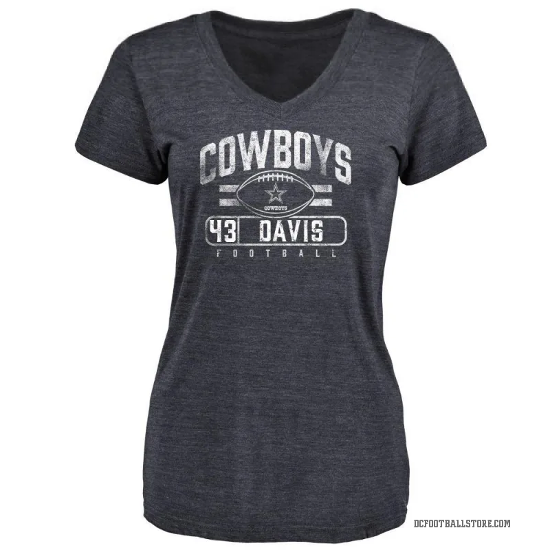 Malik Davis Women's Navy Dallas Cowboys Flanker T-Shirt -