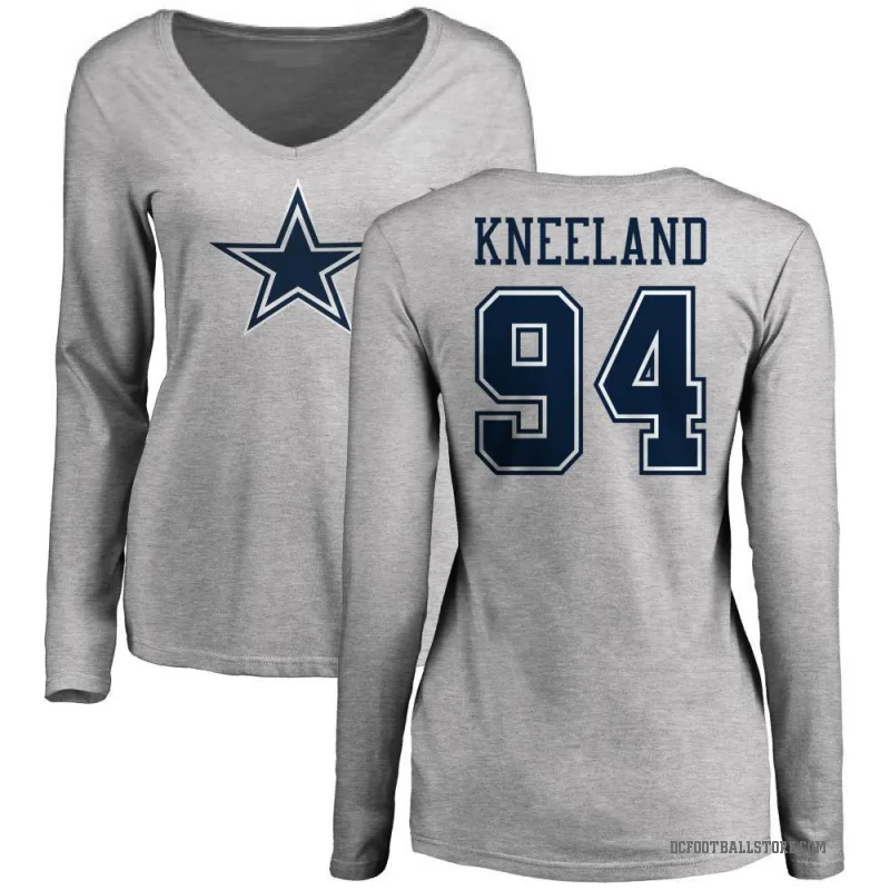 Marshawn Kneeland Women's Ash Dallas Cowboys Logo Long Sleeve T-Shirt -