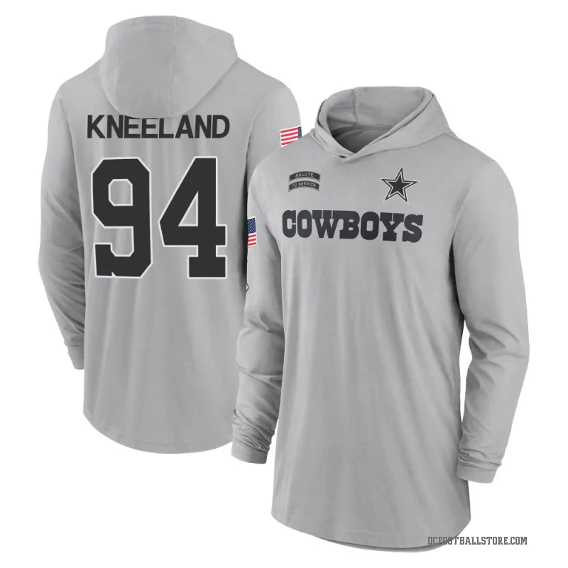 Marshawn Kneeland Youth Gray Dallas Cowboys 2024 Salute to Service Lightweight Performance Long Sleeve Hooded T-Shirt