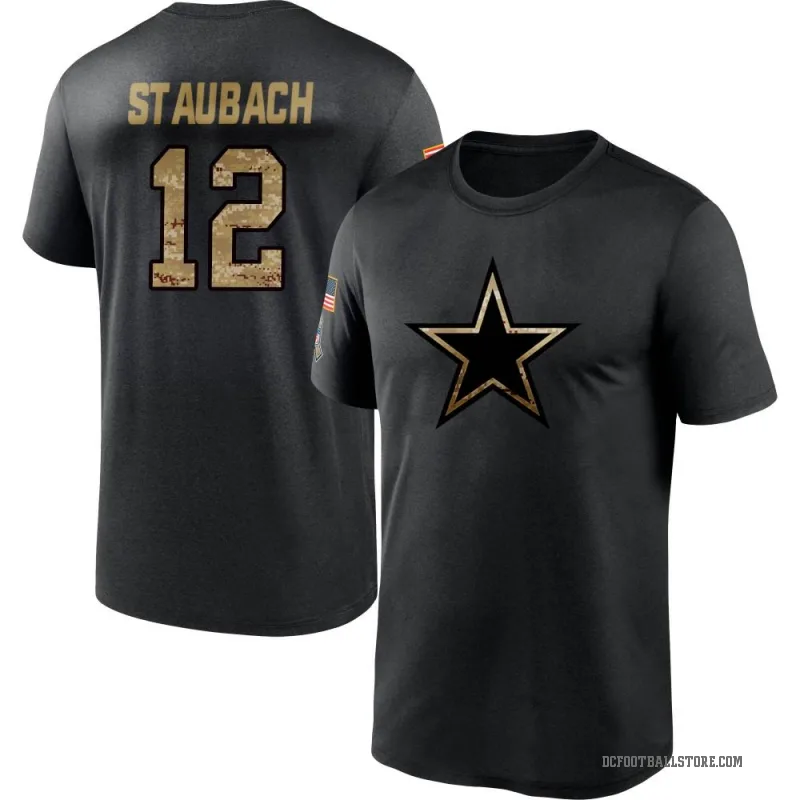 Roger Staubach Men's Black Dallas Cowboys 2020 Salute To Service Performance T-Shirt