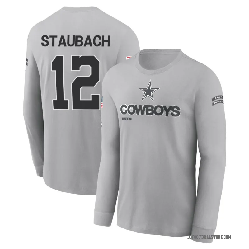 Roger Staubach Men's Gray Dallas Cowboys 2024 Salute to Service Long Sleeve T-Shirt