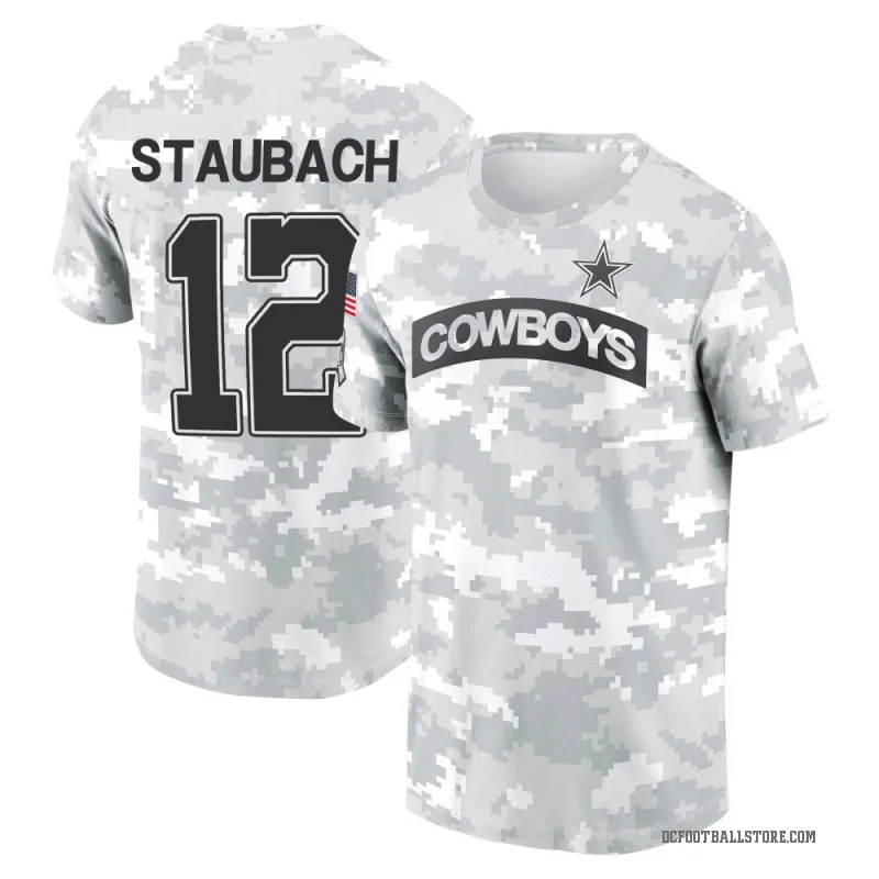 Roger Staubach Youth Camo Dallas Cowboys Arctic 2024 Salute to Service Performance T-Shirt