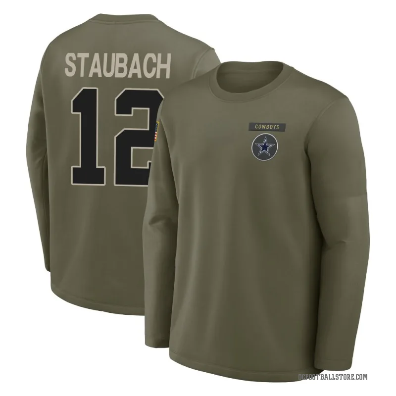 Roger Staubach Youth Olive Dallas Cowboys 2025 Salute to Service Sideline Coaches Long Sleeve T-Shirt