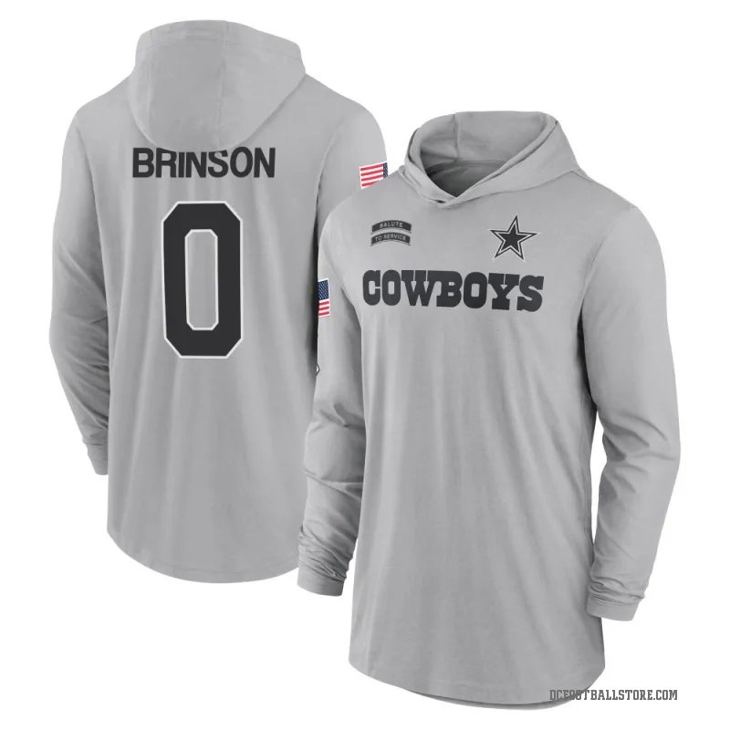 Romello Brinson Youth Gray Dallas Cowboys 2024 Salute to Service Lightweight Performance Long Sleeve Hooded T-Shirt