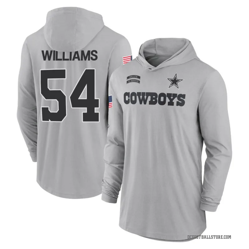 Sam Williams Men's Gray Dallas Cowboys 2024 Salute to Service Lightweight Performance Long Sleeve Hooded T-Shirt