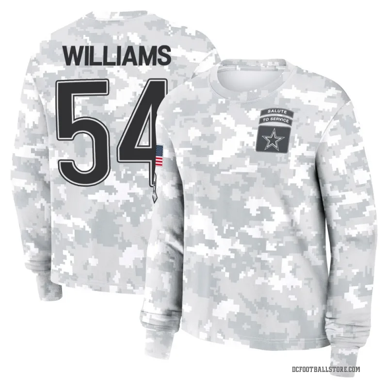 Sam Williams Women's Camo Dallas Cowboys Arctic 2024 Salute to Service Long Sleeve T-Shirt