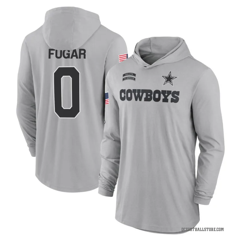 Sidney Fugar Youth Gray Dallas Cowboys 2024 Salute to Service Lightweight Performance Long Sleeve Hooded T-Shirt