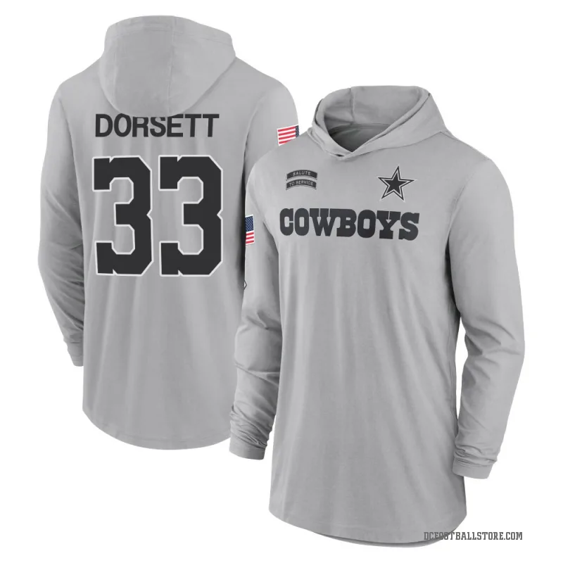 Tony Dorsett Youth Gray Dallas Cowboys 2024 Salute to Service Lightweight Performance Long Sleeve Hooded T-Shirt