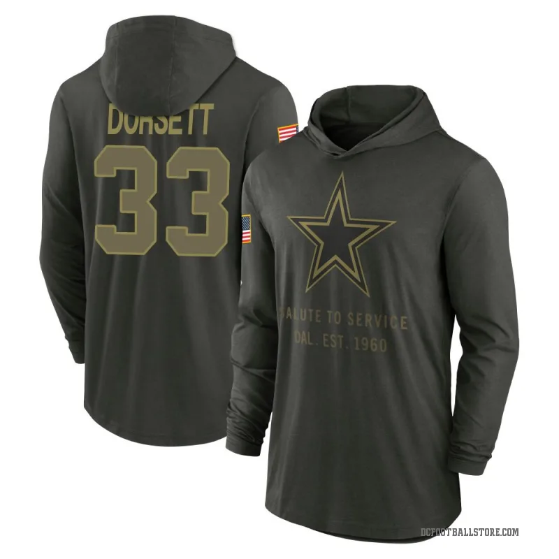 Tony Dorsett Youth Green Dallas Cowboys Forest/ 2025 Salute to Service Sideline Lightweight Hooded Pullover Long Sleeve T-Shirt