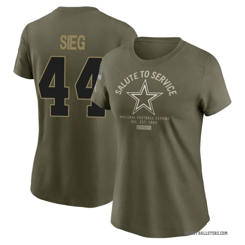 Trent Sieg Women's Olive Dallas Cowboys 2025 Salute to Service Sideline T-Shirt