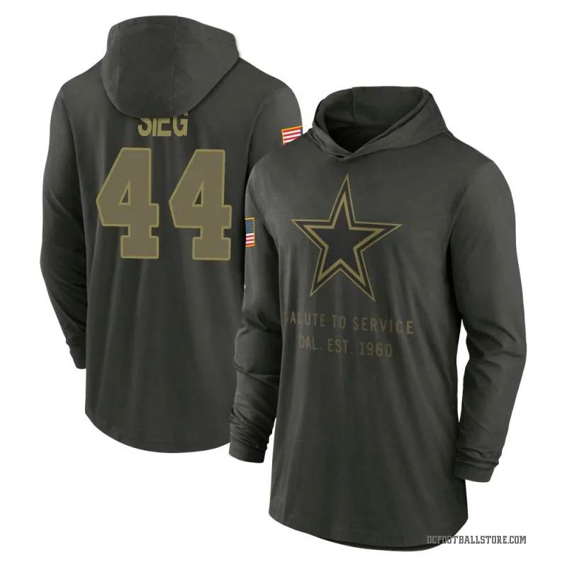 Trent Sieg Youth Green Dallas Cowboys Forest/ 2025 Salute to Service Sideline Lightweight Hooded Pullover Long Sleeve T-Shirt