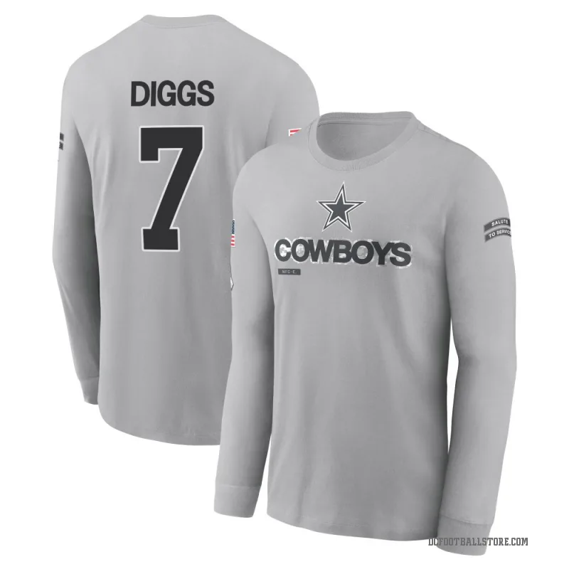 Trevon Diggs Men's Gray Dallas Cowboys 2024 Salute to Service Long Sleeve T-Shirt