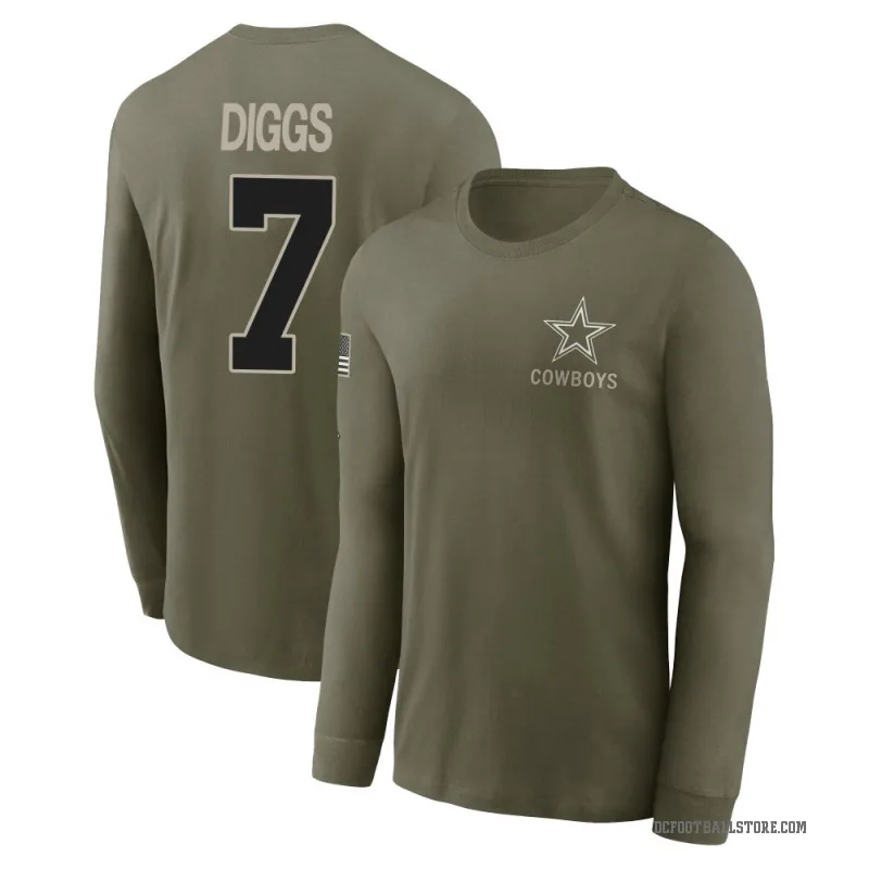 Trevon Diggs Men's Olive Dallas Cowboys 2025 Salute to Service Sideline Long Sleeve T-Shirt