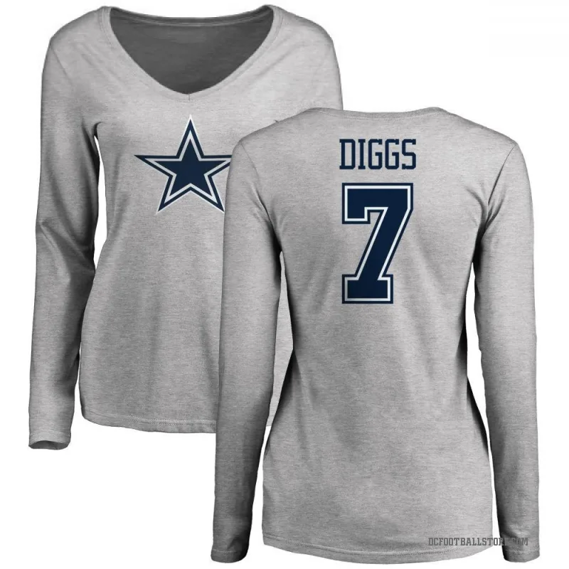 Trevon Diggs Women's Ash Dallas Cowboys Logo Long Sleeve T-Shirt -