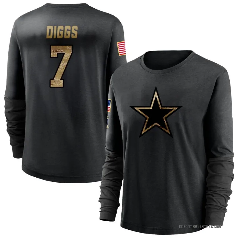 Trevon Diggs Women's Black Dallas Cowboys 2020 Salute To Service Sideline Performance Long Sleeve T-Shirt