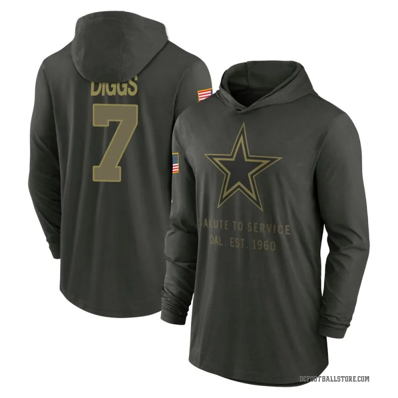 Trevon Diggs Youth Green Dallas Cowboys Forest/ 2025 Salute to Service Sideline Lightweight Hooded Pullover Long Sleeve T-Shirt