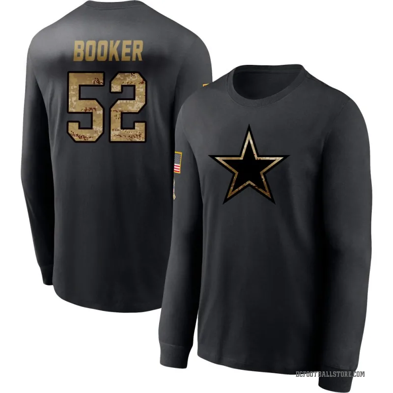 Tyler Booker Men's Black Dallas Cowboys 2020 Salute To Service Sideline Performance Long Sleeve T-Shirt