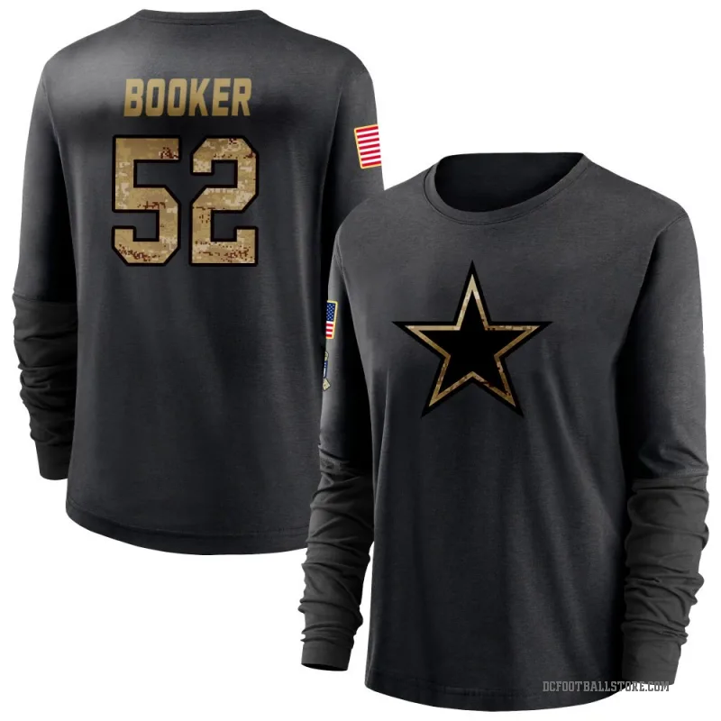 Tyler Booker Women's Black Dallas Cowboys 2020 Salute To Service Sideline Performance Long Sleeve T-Shirt