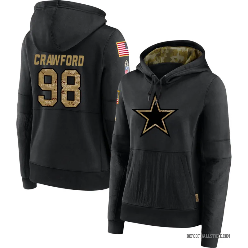 Tyrone Crawford Women's Black Dallas Cowboys 2020 Salute to Service Sideline Performance Pullover Hoodie